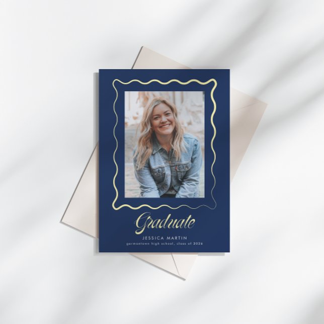 Whimsical Wavy Border Graduation Announcement (Creator Uploaded)