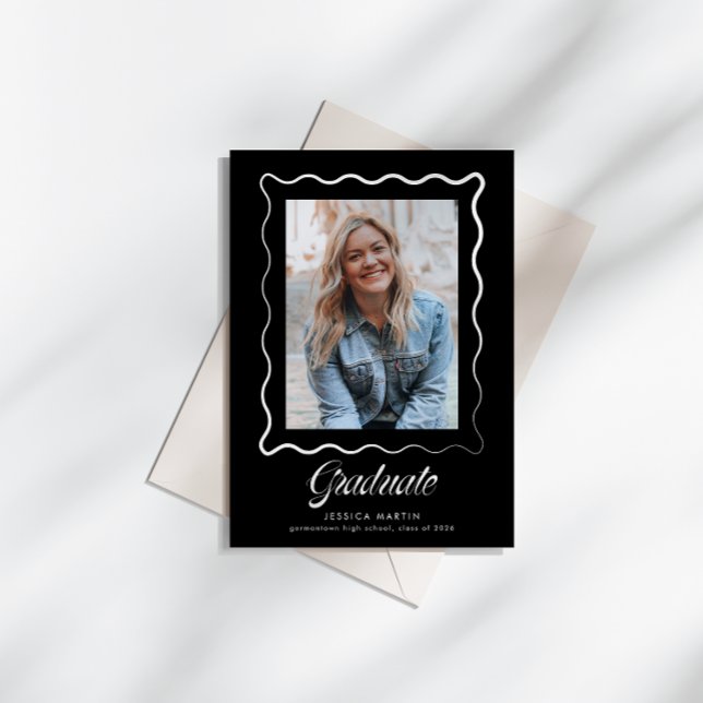 Whimsical Wavy Border Graduation Announcement (Creator Uploaded)
