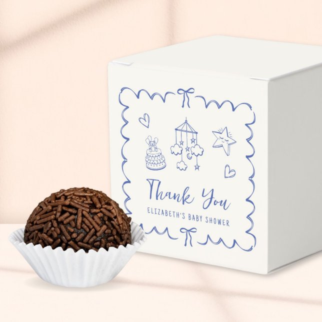 Whimsical Wavy Frame Baby Boy Shower Thank You Favour Box (Creator Uploaded)