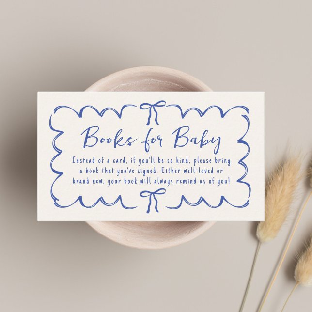 Whimsical Wavy Frame Books For Baby Boy Shower Enclosure Card (Creator Uploaded)