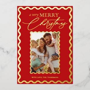 Whimsical Wavy Frame Elegant Calligraphy Christmas