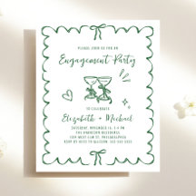 Whimsical Wavy Frame Engagement Party Invitation