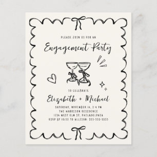 Whimsical Wavy Frame Engagement Party Invitation