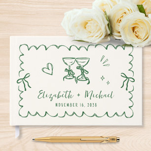 Whimsical Wavy Frame Hand Drawn Wedding Guest Book