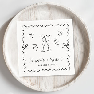 Whimsical Wavy Frame Wedding Napkin