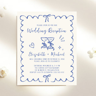 Whimsical Wavy Frame Wedding Reception Invitation