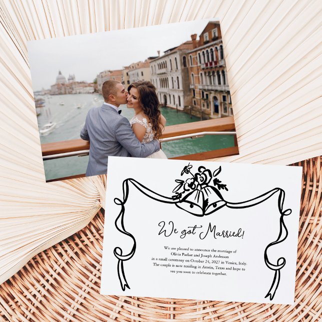 Whimsical Wedding Bells Photo Wedding Announcement (Creator Uploaded)