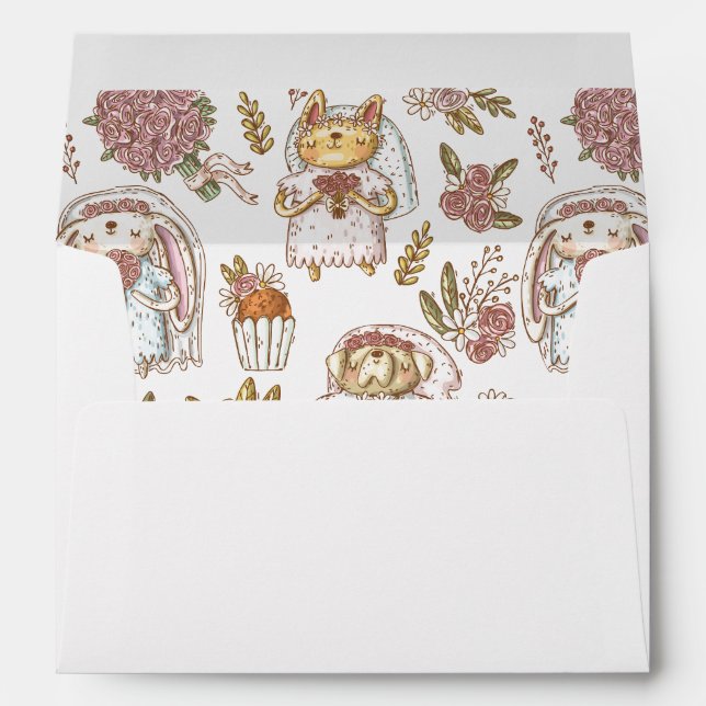 Whimsical Wedding Bride Groom Return Envelopes (Back (Bottom))