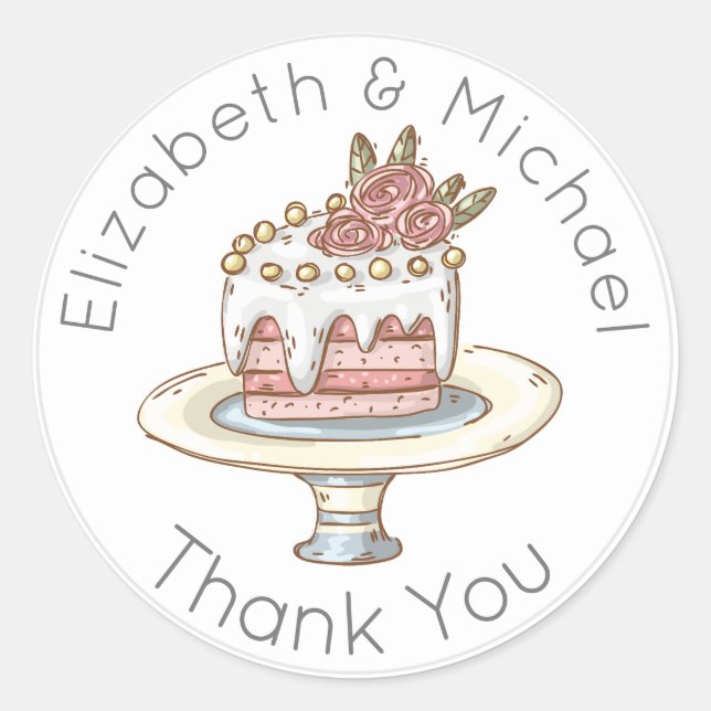 Whimsical Wedding Cake Thank You Favour Stickers (Front)
