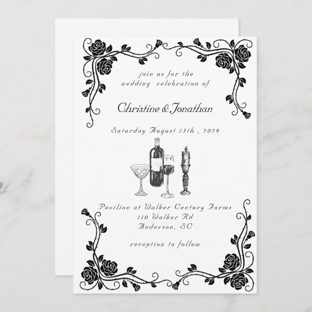 Whimsical Wedding Invitation (Front/Back)