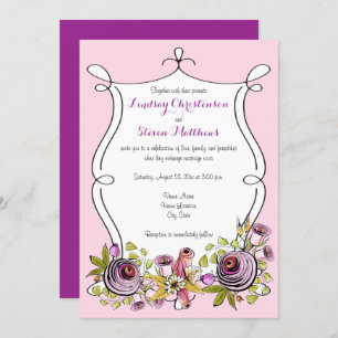 Whimsical Wedding Invitation   Watercolor Florals