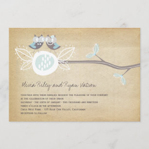 Whimsical Wedding Owls Woodland Rustic Wedding Invitation