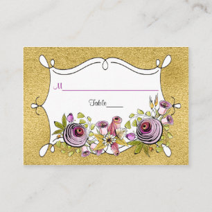 Whimsical Wedding Place Card FAUX Gold Foil