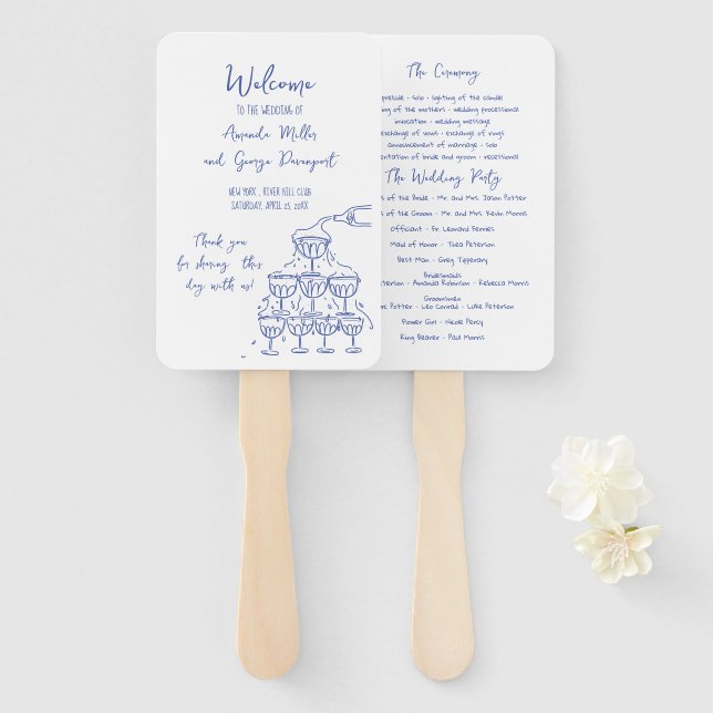 Whimsical Wedding program fan (Front and Back)