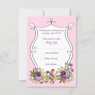 Whimsical Wedding RSVP Card   Watercolor Florals