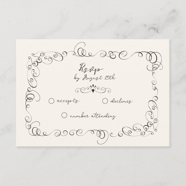 Whimsical Wedding RSVP Cards (Front)