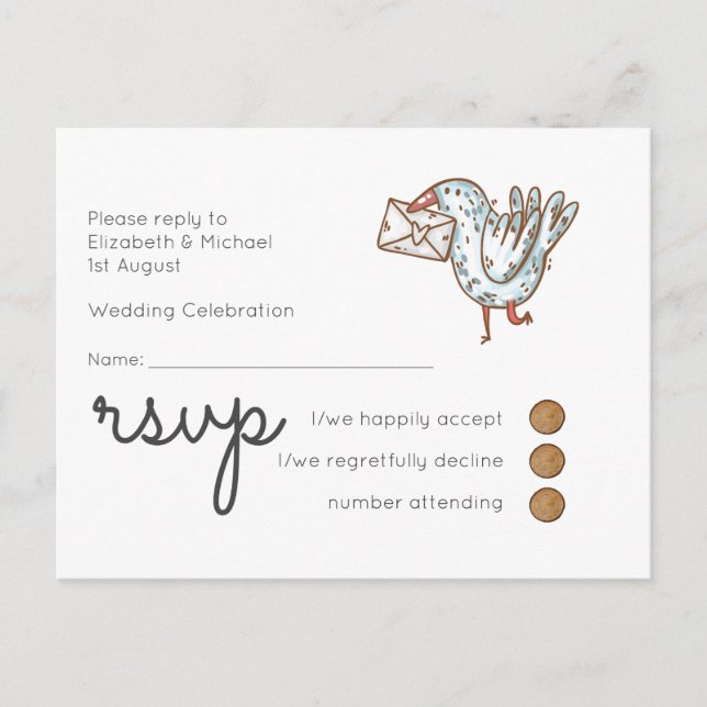 Whimsical Wedding RSVP Postcard (Front)