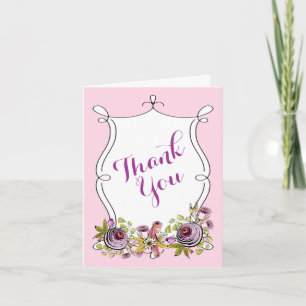 Whimsical Wedding Thank You Note   Florals Card