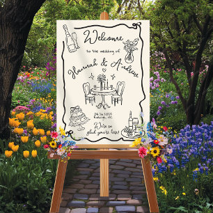 Whimsical Welcome Wedding wavy frame bow Poster