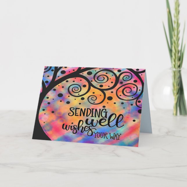 Whimsical Well Wishes Get Well Pretty Colourful Card (Front)