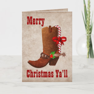 Whimsical Western Style Christmas Greeting Card