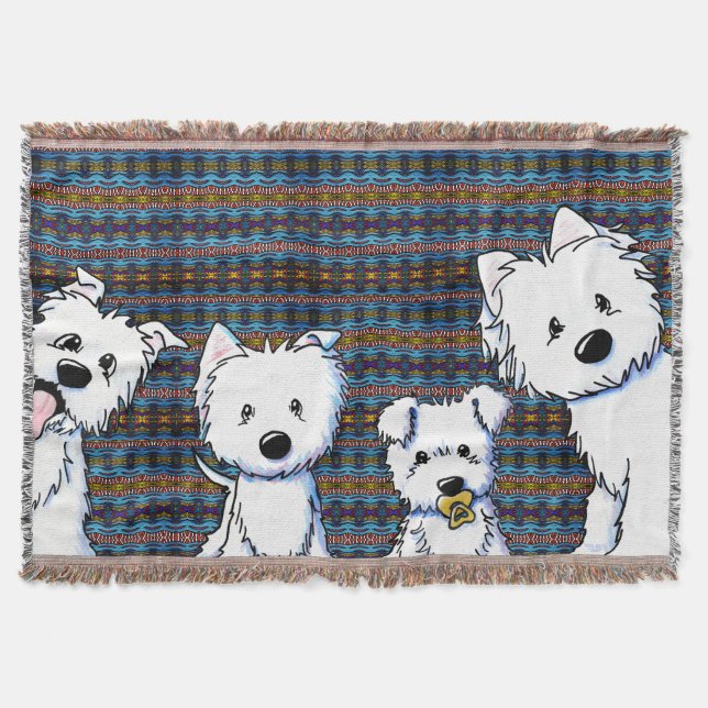 Whimsical Westie Family Throw Blanket (Front)