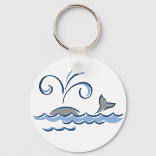 Whimsical Whale Melamine Plate Key Ring