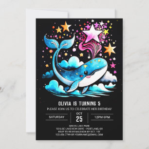 Whimsical Whale Ocean Girl Birthday Invitation