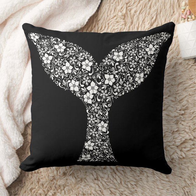 Whimsical Whale Tail: Beauty in Bloom Cushion (Blanket)