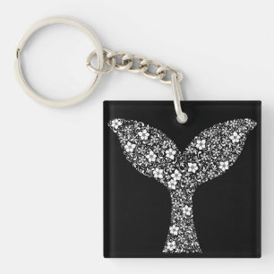Whimsical Whale Tail: Beauty in Bloom Key Ring