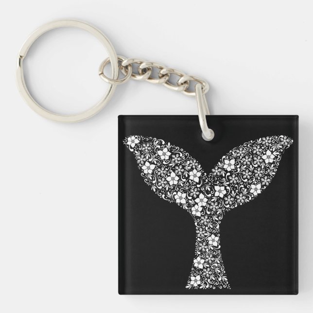 Whimsical Whale Tail: Beauty in Bloom Key Ring (Front)
