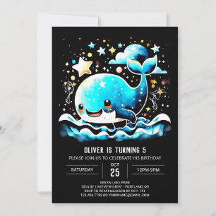 Whimsical Whale Waves Birthday Invitation