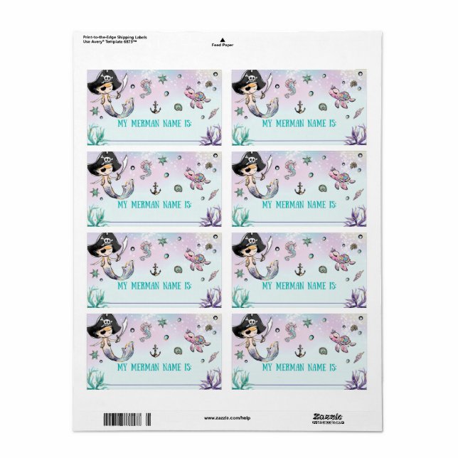 Whimsical What's Your Merman Name Birthday Game (Full Sheet)