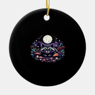 Whimsical Whimsigoth Raccoon Under Moonlight Vinta Ceramic Tree Decoration