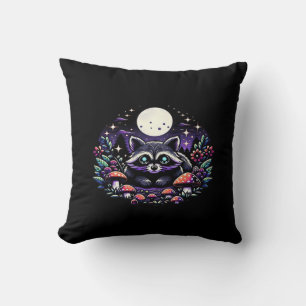 Whimsical Whimsigoth Racoon Under Moonlight Vinta Cushion