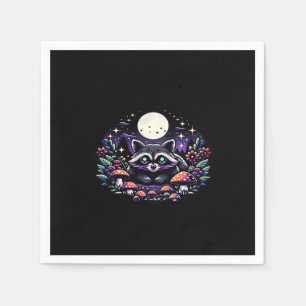 Whimsical Whimsigoth Racoon Under Moonlight Vinta Napkin