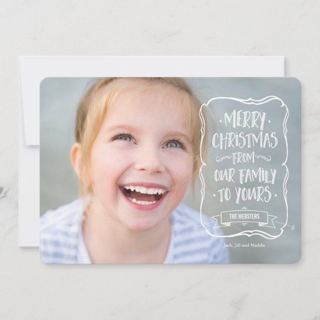 Whimsical White Christmas Greeting to You Holiday Card (Front)