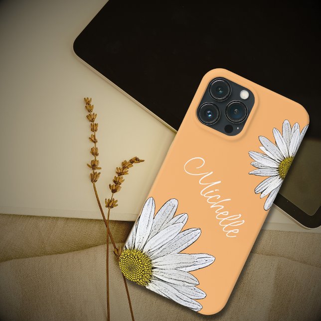 Whimsical White Daisies Boho Orange  Case-Mate iPhone Case (Creator Uploaded)