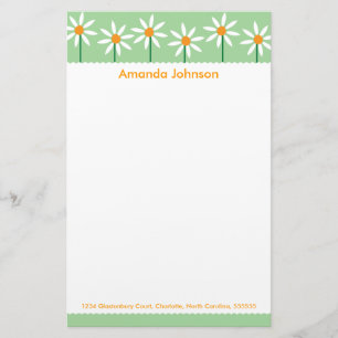 Whimsical White Daisies Personalised Stationery