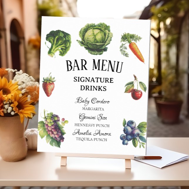 Whimsical White Garden Baby Shower Bar Menu Poster (Creator Uploaded)