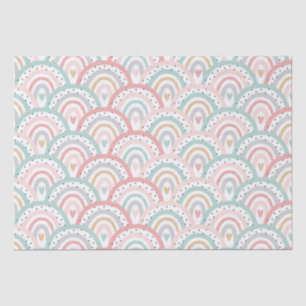 Whimsical White Rainbows and Hearts Pastel Tissue Paper