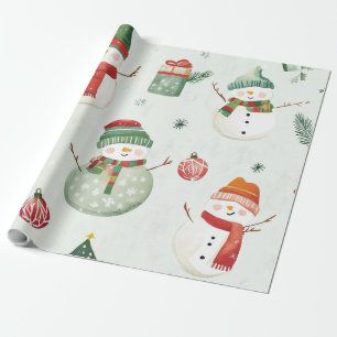 Whimsical White snowman Wrapping Paper