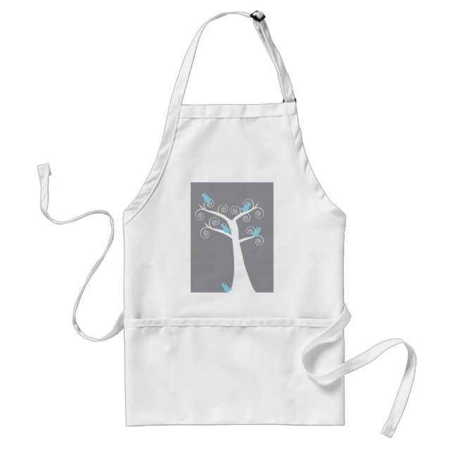 Whimsical White Spiral Tree with Blue Birds Standard Apron (Front)