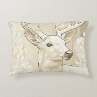 Whimsical White Stag and Bubbles Fantasy Round Acc