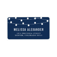 Whimsical White String Lights Navy Blue Wedding