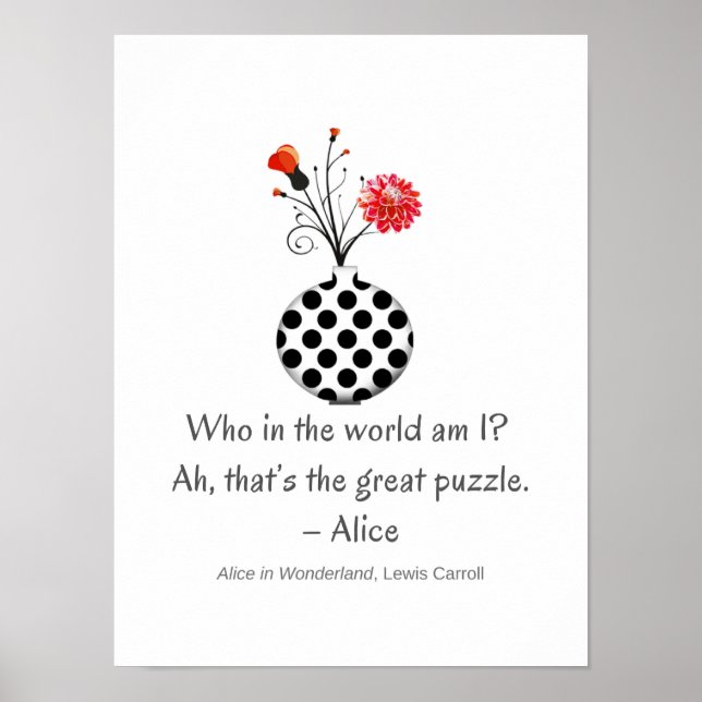 Whimsical Who Am I Alice Quote Poster (Front)