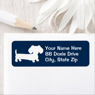 Whimsical Wiener Dog Navy Blue Address Label