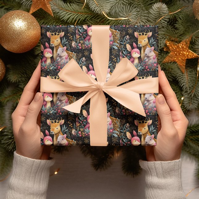 Whimsical Wild Animals Christmas Wrapping Paper (Creator Uploaded)