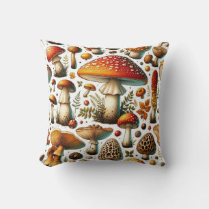 Whimsical Wild Mushrooms Cushion