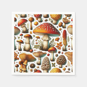 Whimsical Wild Mushrooms Napkin